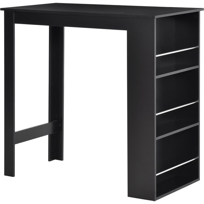 Mesa de bar moderna 3 estantes melamina 112x57x106cm negro cocina salón