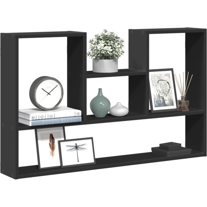 Estante de pared negro 99x15x60 cm madera contrachapada