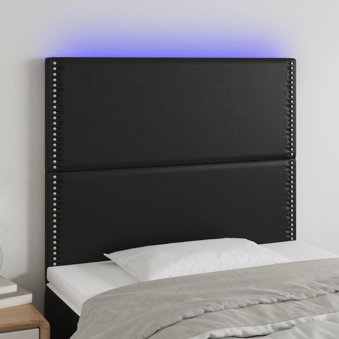 Cabecero led negro 100x5x118/128 cm polipiel