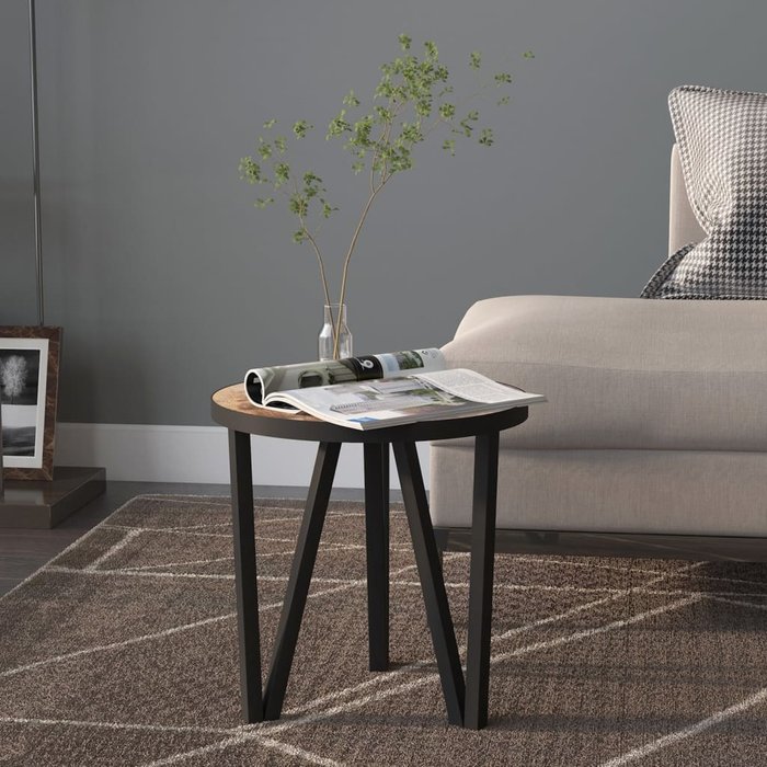 Maison exclusive - mesita de centro mdf negro y amarillo ø35 cm