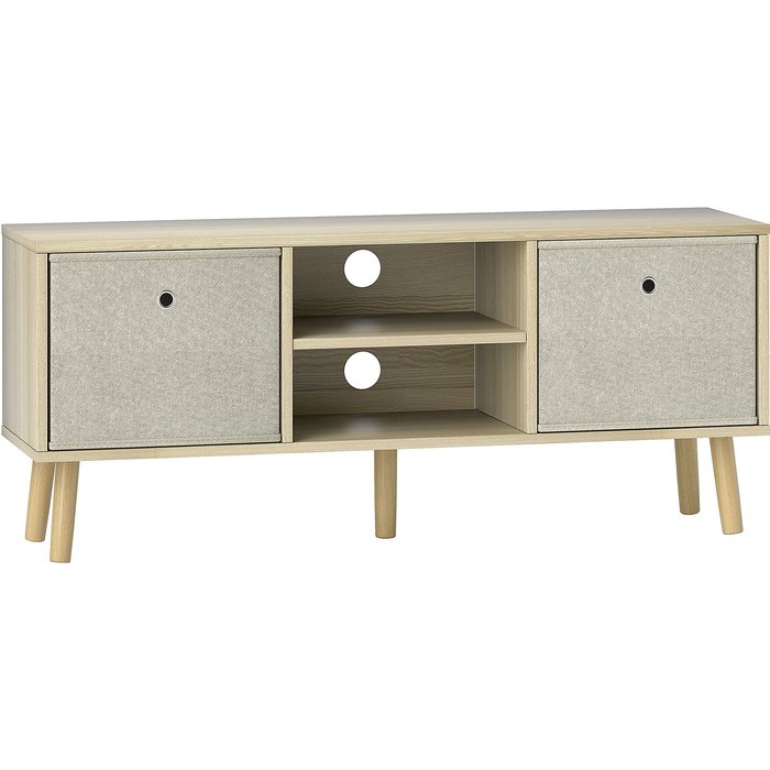 Mueble de tv homcom mdf madera y beige 110x29x46.5 cm 839-099v80nd