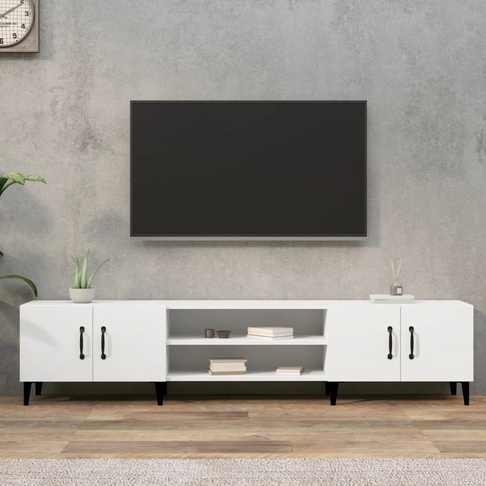Mueble de tv blanco 180x31,5x40 cm madera de ingeniería