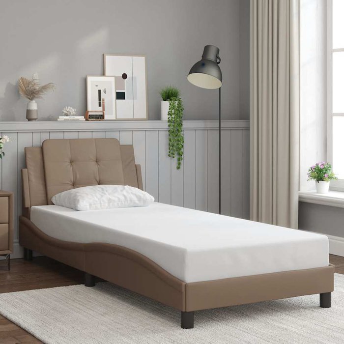 Estructura de cama sin colchón zadar cuero sintético capuchino 80x200 cm vidaxl