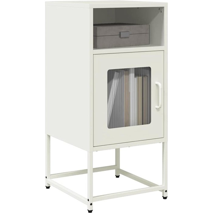 Maison exclusive - mesita de noche acero laminado en frío blanco 36x39x78 cm