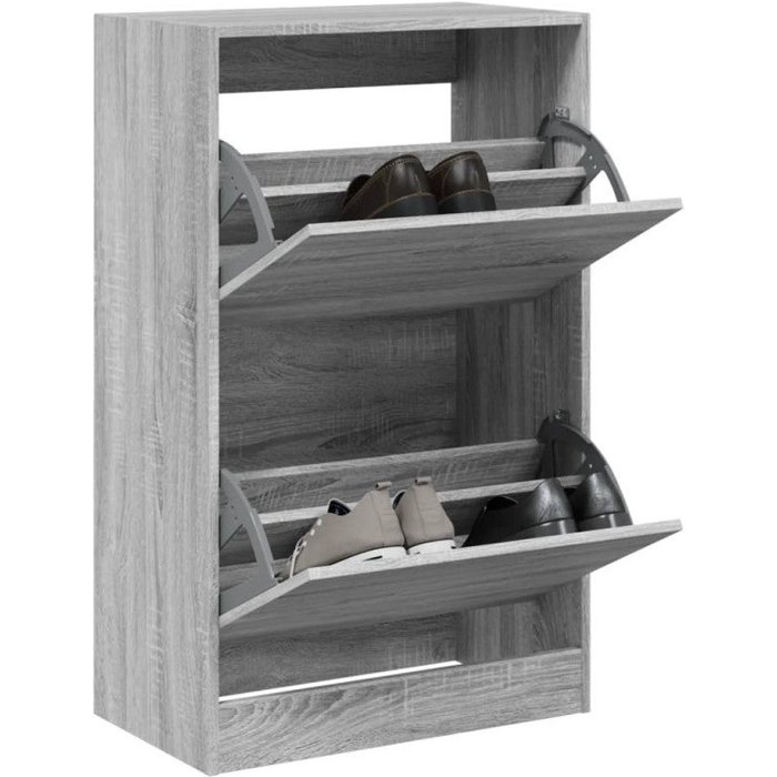 Vidaxl zapatero de madera de ingeniería gris sonoma 60x34x96,5 cm
