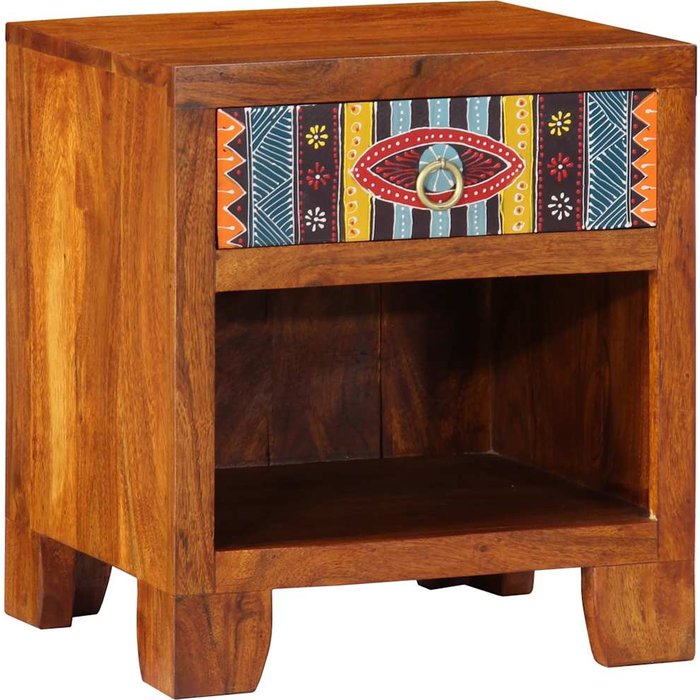 Mesita de noche | mesilla de noche 40x35x45 cm madera maciza de acacia cfw27401