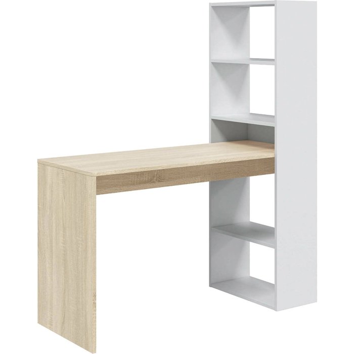Escritorio, 5 estantes modulares, con librería, 120x53x144h cm blanco - ali