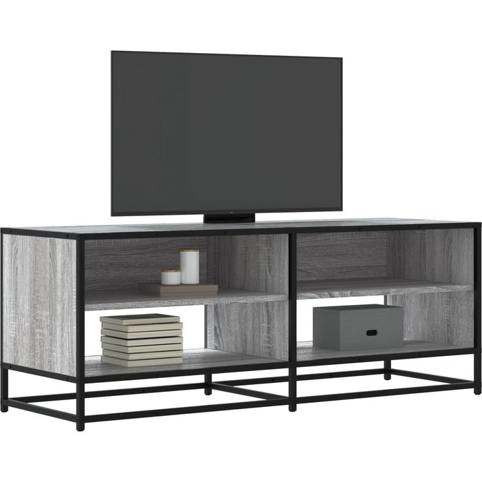 Mueble de tv sonoma, gris, 120,5x40x46 cm, madera de ingeniería y metal
