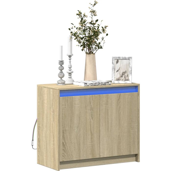 Aparador con led roble sonoma 72x34x61 cm madera contrachapada