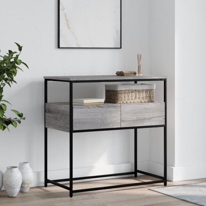 Mesa consola sonoma gris 75x40x75 cm de madera contrachapada
