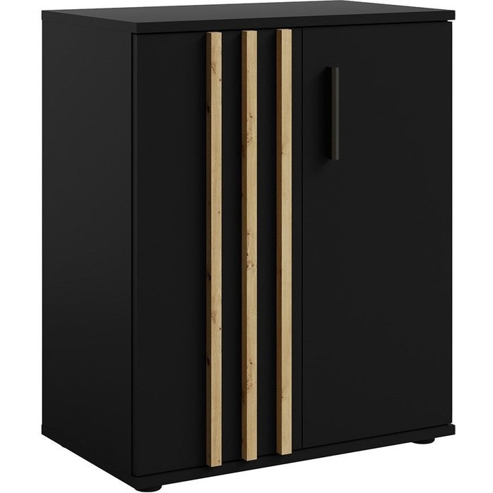 Cómoda varia - 2 puertas - diseño moderno en negro y roble artesano