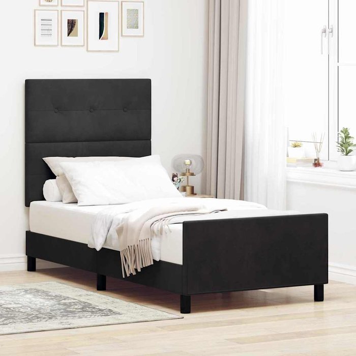 Cama tipo box spring con cabecera negro 80 x 200 cm terciopelo vidaxl