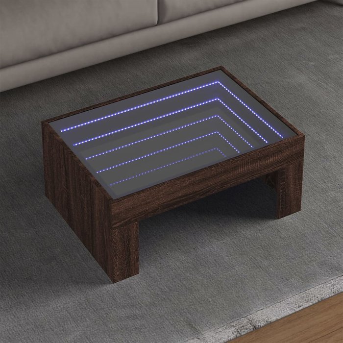 Mesa de centro con infinity led marrón roble 70x50x30 cm vidaxl