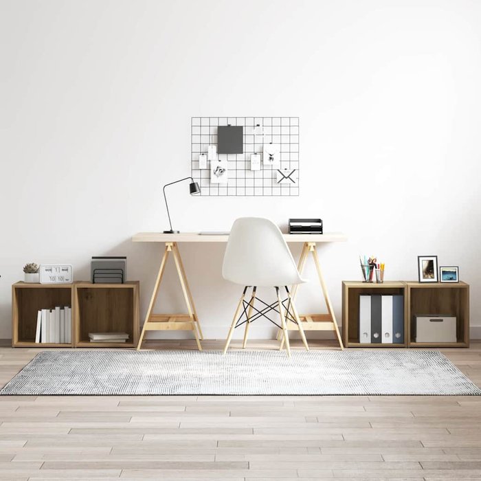 Conjunto de mueble de tv de 4 piezas, roble hecho a mano, 37 x 35 x 37,5 cm