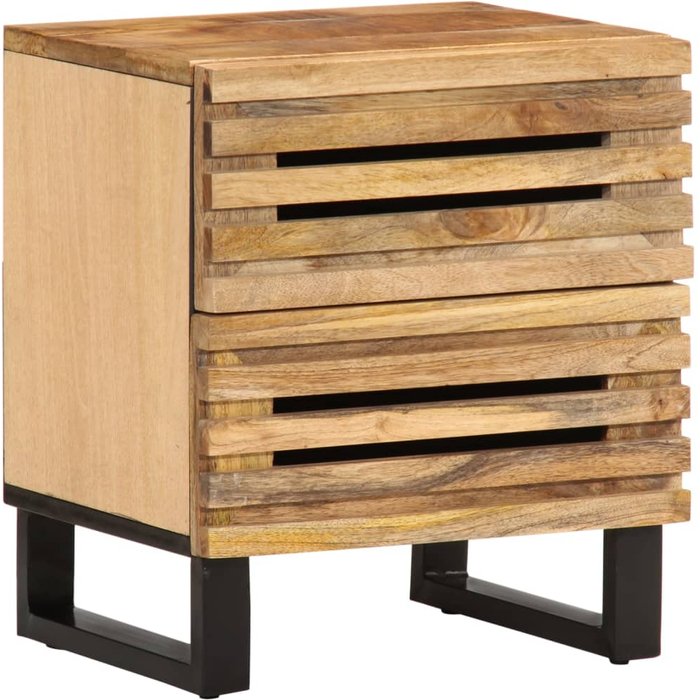 Mesita de noche 40x34x46 cm madera maciza de mango en bruto
