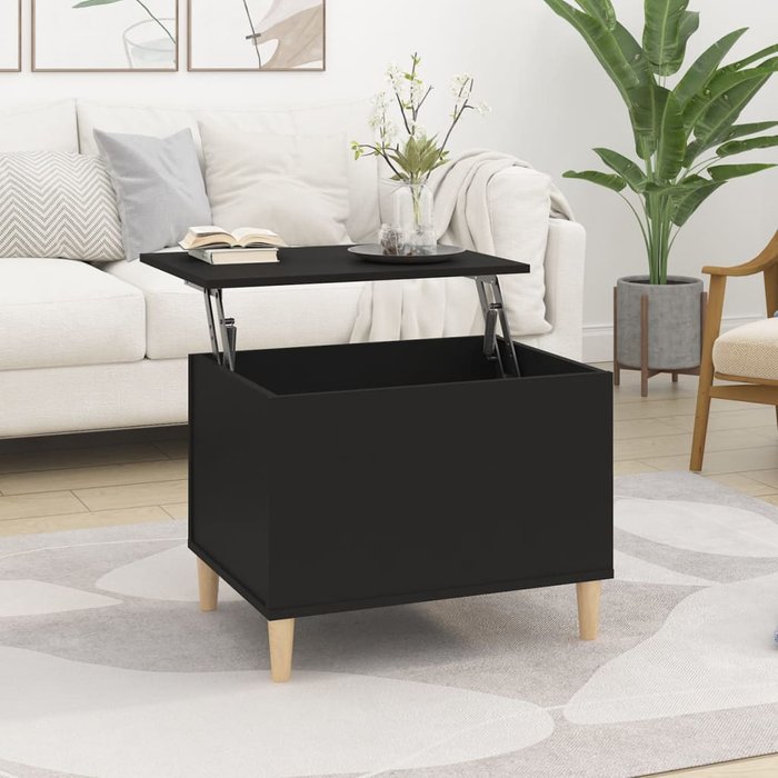 Mesa de centro negro 60x44,5x45 cm madera contrachapada