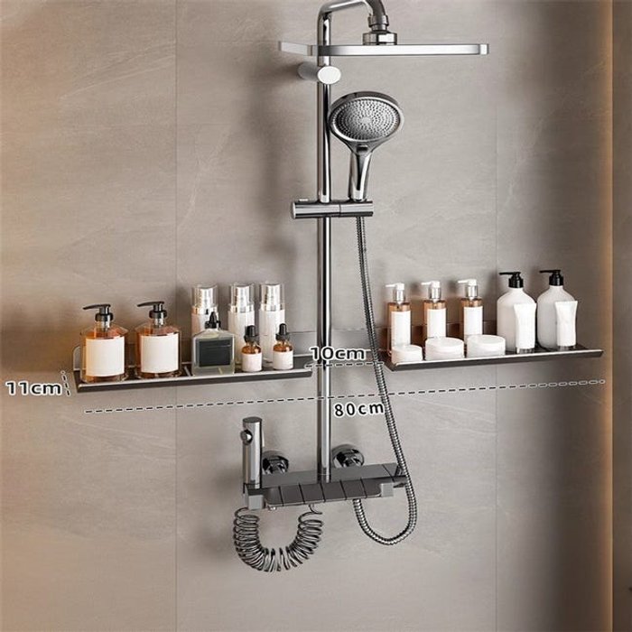 Estante de pared para gel de ducha y champú gris oscuro 80*11 cm