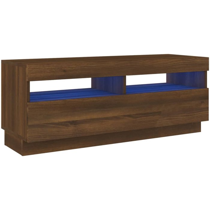 Mueble tv con luces led roble marrón 100x35x40 cm