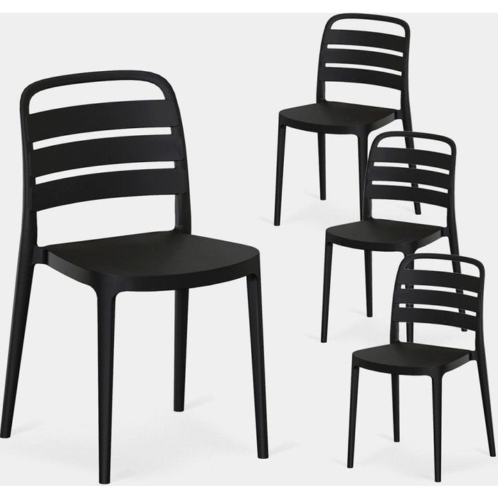 Packs 4 sillas polipropileno gris antracita 42 x 80 cm