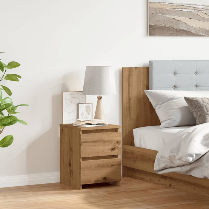 Mesita de noche madera de ingeniería roble artisan 30x30x40 cm - comfortxl