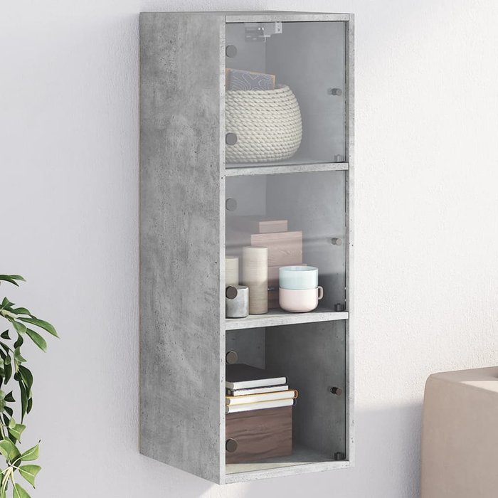 Maison exclusive - mueble de pared puertas de vidrio gris hormigón 35x37x100 cm