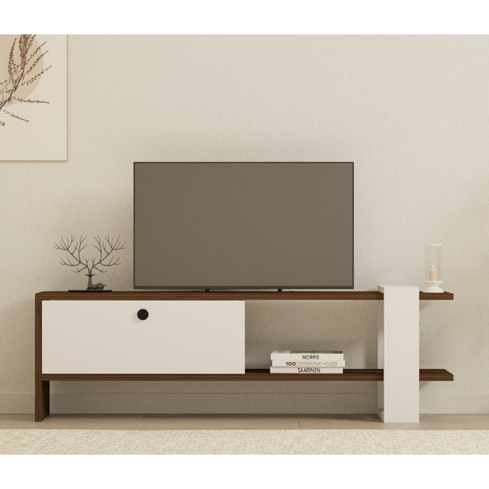 Loom mueble tv de madera y blanco con espacio de almacenamiento 120 cm