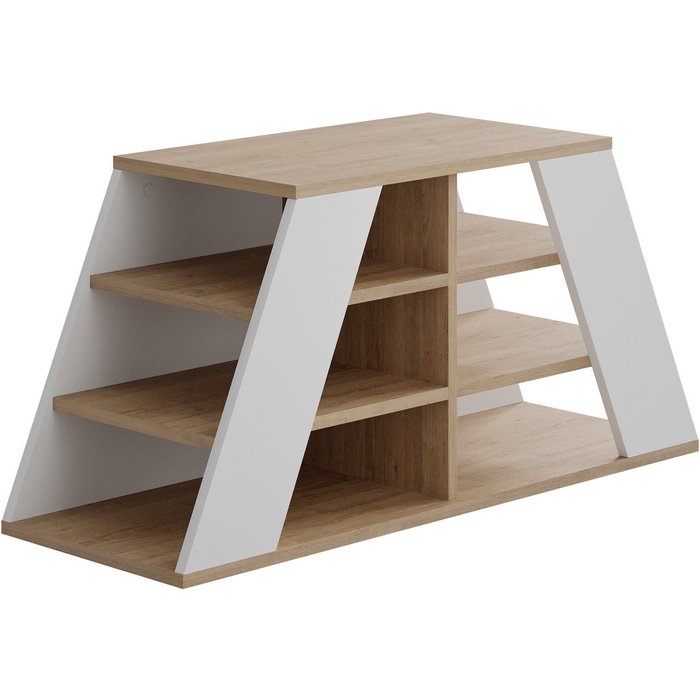Zapatero pyramid shoe bench roble blanco