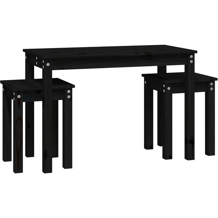 Juego de 3 mesas auxiliares nido en madera de pino negro dec032734