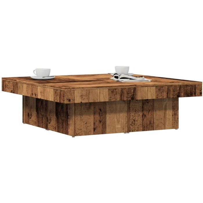 Mesa de centro madera de ingeniería envejecida 90x90x28 cm
