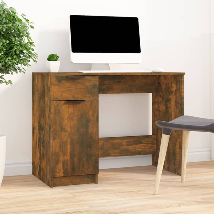 Maison exclusive - escritorio madera contrachapada roble ahumado 100x50x75 cm
