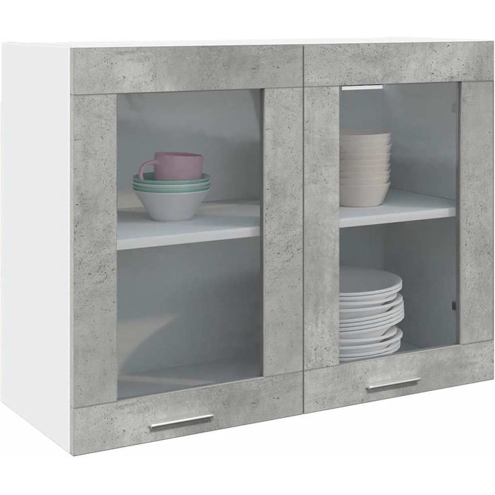 Vitrina suspendida gris cemento 80x31x60 cm