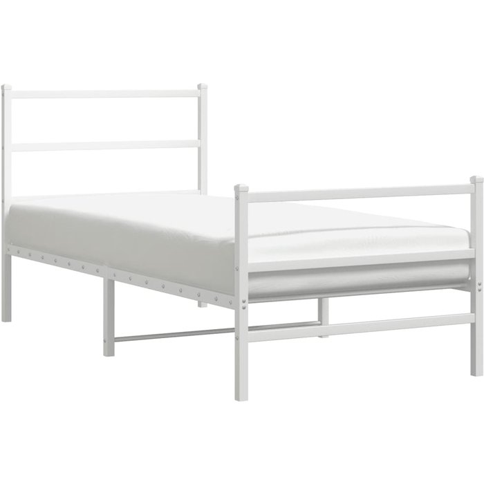 Estructura cama sin colchón con estribo metal blanco 90x190 cm — comfortxl