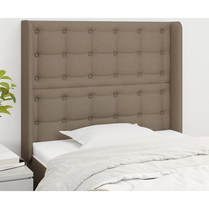 Cabecero con orejas de tela gris taupe 83x16x118/128 cm - comfortxl