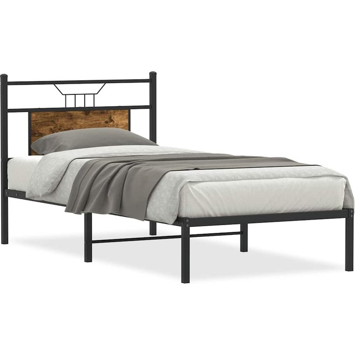 Estructura cama sin colchón madera roble ahumado 75x190 cm — comfortxl