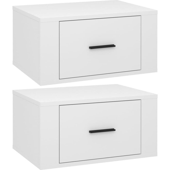 Mesitas de noche de pared 2 uds blanco brillante 50x36x25 cm - comfortxl