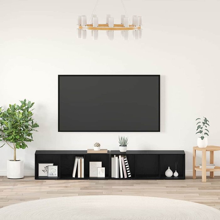 Conjunto de mueble de tv de 2 piezas, roble negro, 37 x 35 x 107 cm