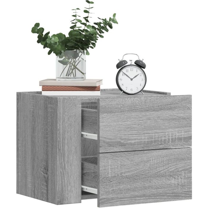 Maison exclusive - mesitas de noche de pared 2 uds gris sonoma 45x30x35 cm