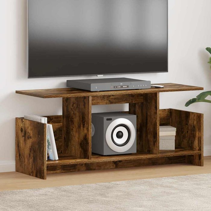 Mueble de tv de roble ahumado, 102 x 35 x 45 cm, madera de ingeniería