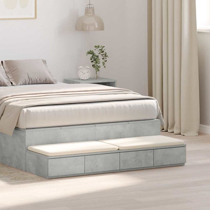 Maison exclusive - cajones de cama con cajón gris concreto 120 x 36,5 x 16,5 cm