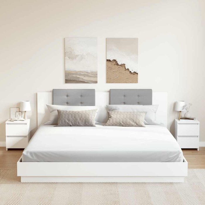 Mesitas de noche, 2 unidades, blancas, 30x30x40 cm, madera de ingeniería.