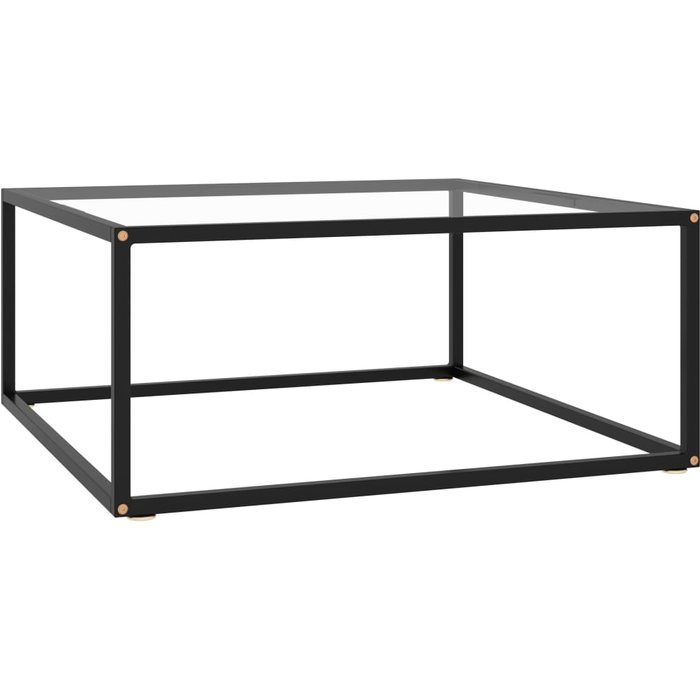 Mesa de centro negra con cristal templado 80x80x35 cm