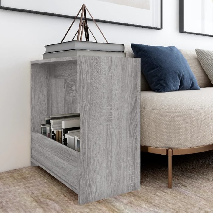 Mesa auxiliar sonoma gris 50x26x50 cm madera contrachapada