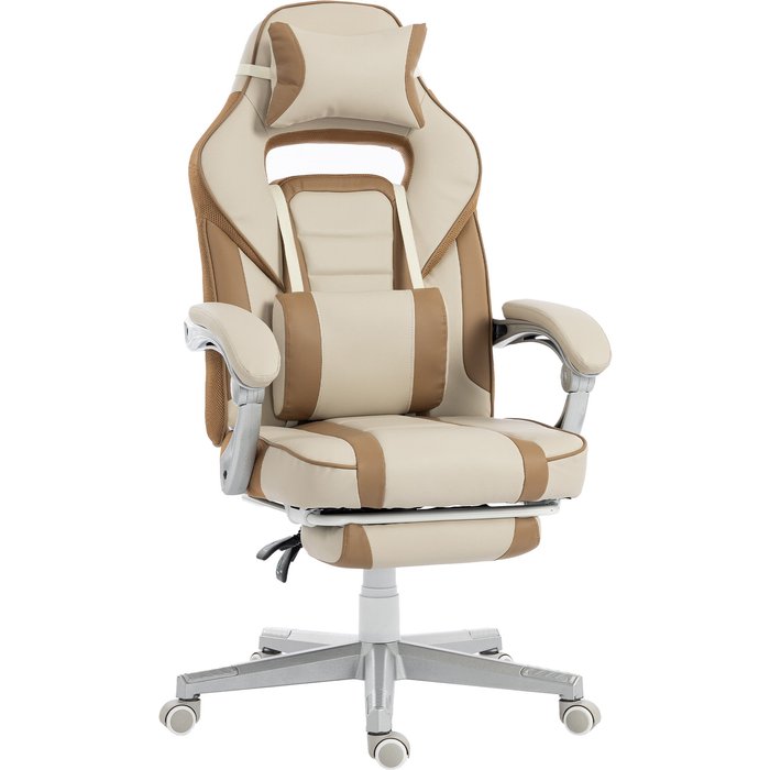 Silla gaming homcom pu crema 63x63x123 cm