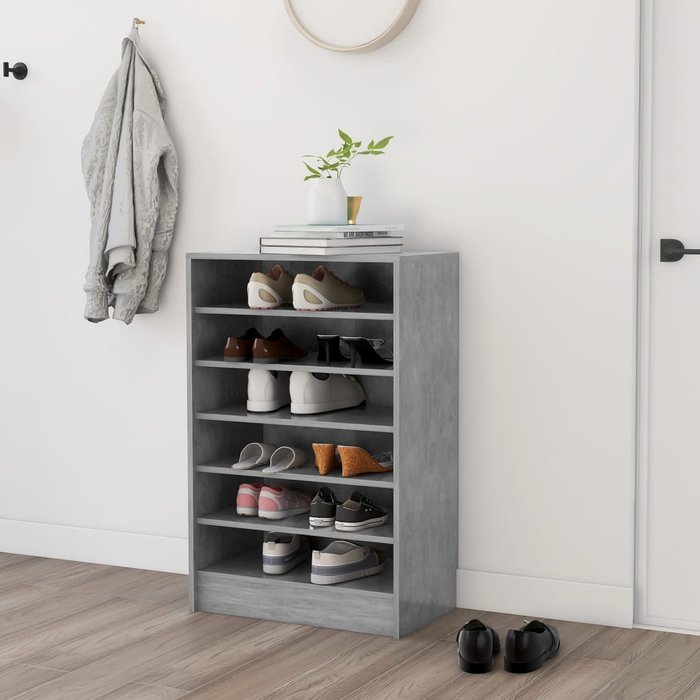 Zapatero gris hormigón 60x35x92 cm aglomerado