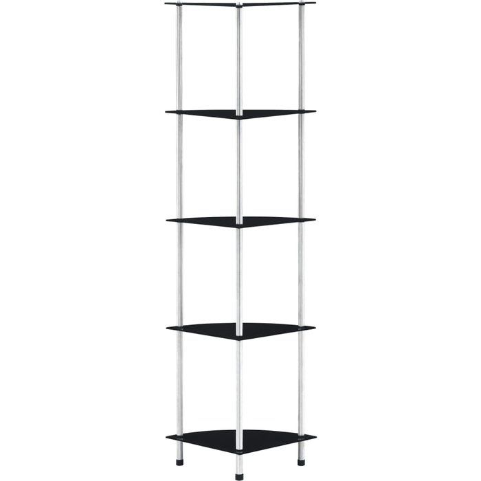 Estante de 5 niveles negro 30x30x130 cm vidrio templado