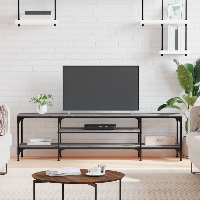 Vidaxl mueble tv hierro y madera contrachapada gris sonoma 161x35x45cm