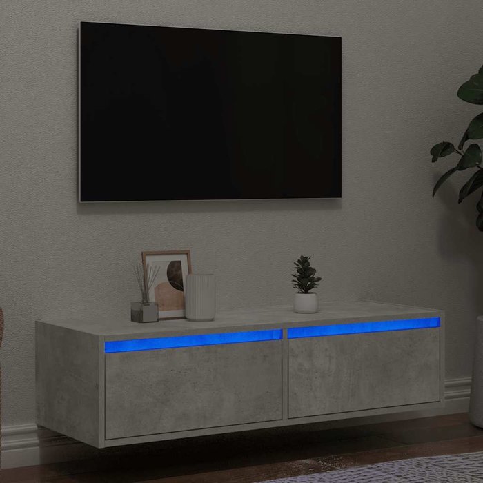 Mueble de tv con luces led gris hormigón 100x35,5x25 cm vidaxl
