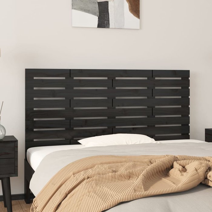 Vidaxl cabecero de cama de pared madera maciza pino negro 156x3x63 cm