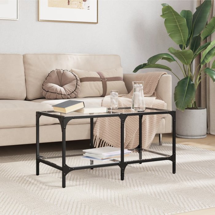 Mesa de centro superficie de vidrio acero 78,5x40x40 cm - comfortxl