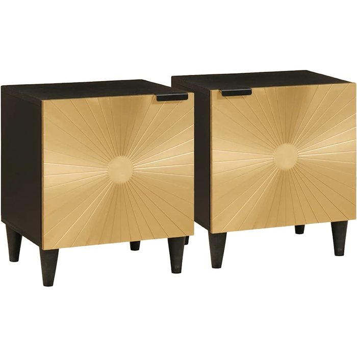 Vidaxl mesa de noche 2 pcs negro y dorado 40 x 33.5 x 46 cm